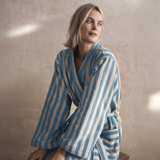 Coastal Blue Pembroke Stripe Cotton Robe