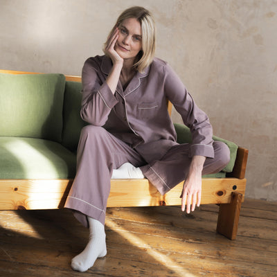 Elderberry Linen Blend Pyjama Trouser Set - alternate image