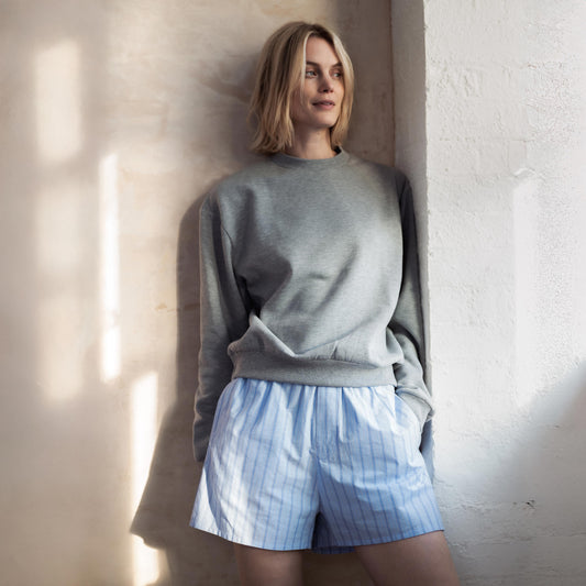 Pale Blue Favorite Shirt Stripe Cotton Boxer Short