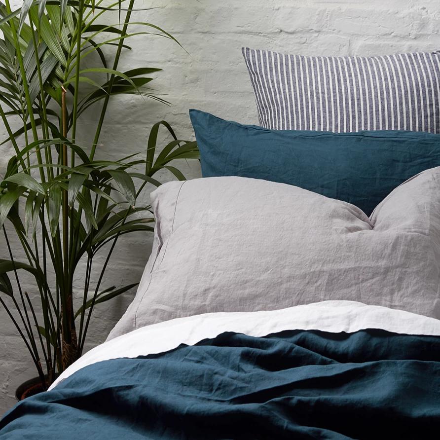 Dove Grey Linen Pillowcases