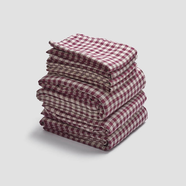 Berry Gingham Linen Bedtime Bundle
