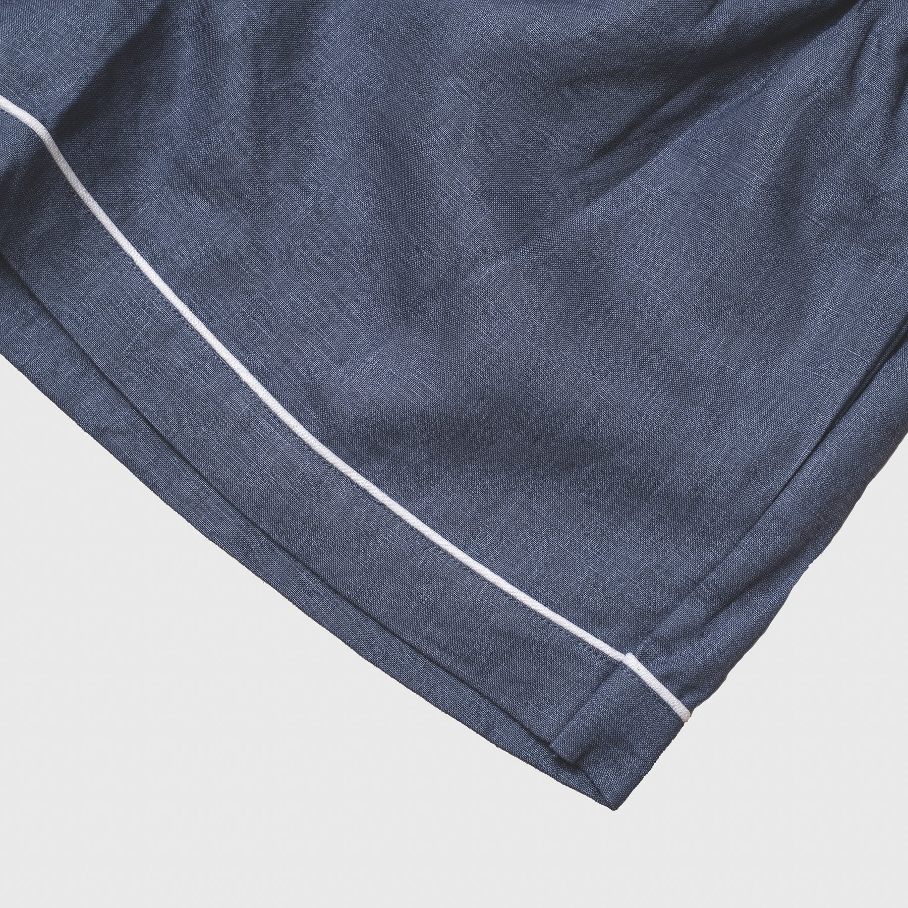 Blueberry Linen Pyjama Shorts Piping Detail