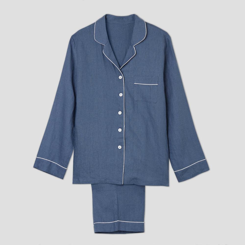 Men's Blueberry Linen Pyjama Trouser Set