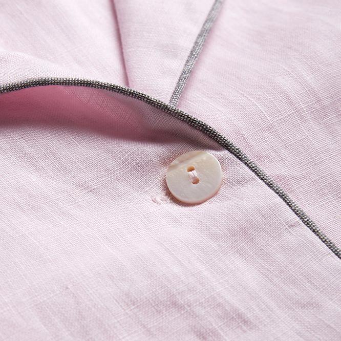 Men's Blush Pink Linen Pyjama Shirt  - Piglet in Bed