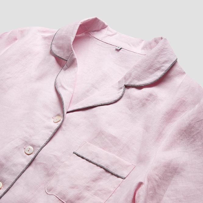 Blush Pink Linen Pyjama Shirt