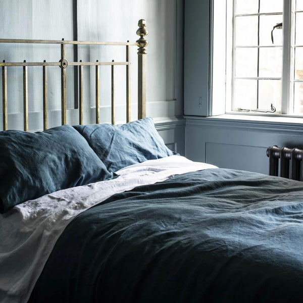 Deep Teal Linen Pillowcases