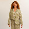 Botanical Green Gingham Linen Pyjama Shirt - Piglet in Bed