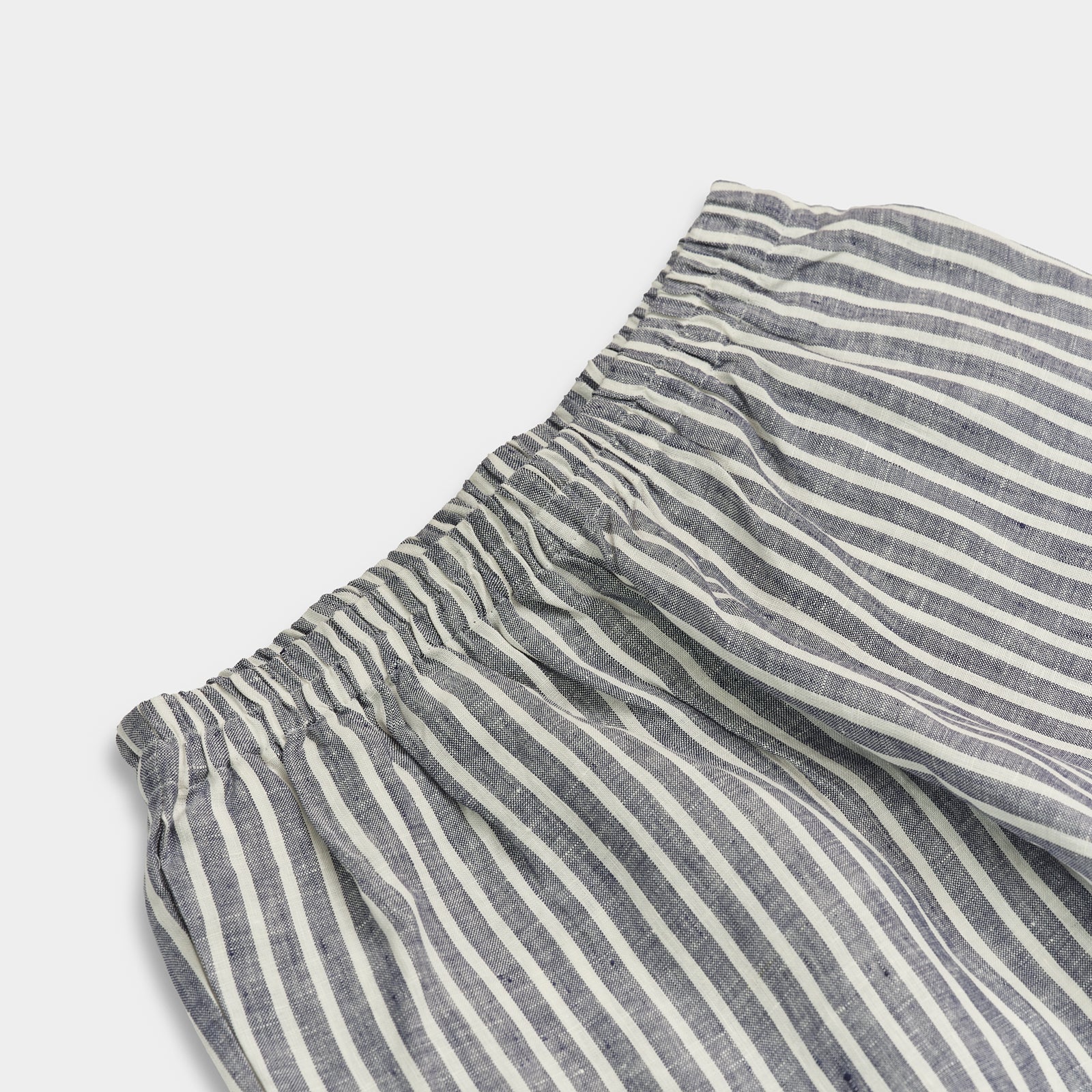 Women's Midnight Stripe Linen Pyjama Trousers Waistband Detail