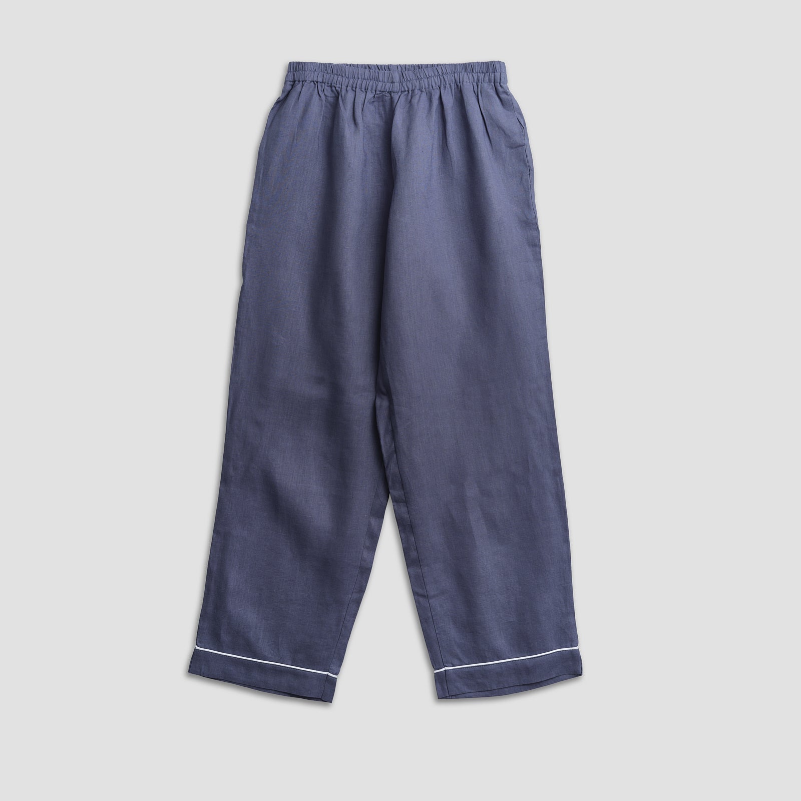 Men's Blueberry Linen Pyjama Trousers - Piglet in Bed