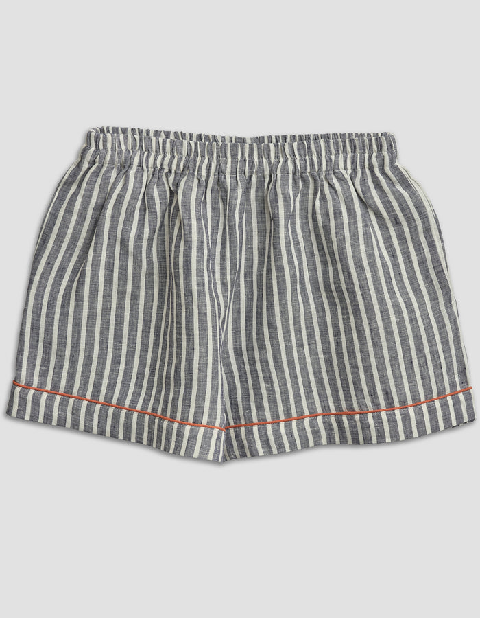 Midnight Stripe Linen Pyjama Shorts