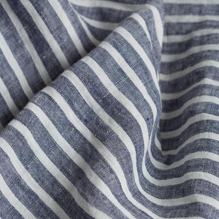 Midnight Stripe Linen Flat Sheet