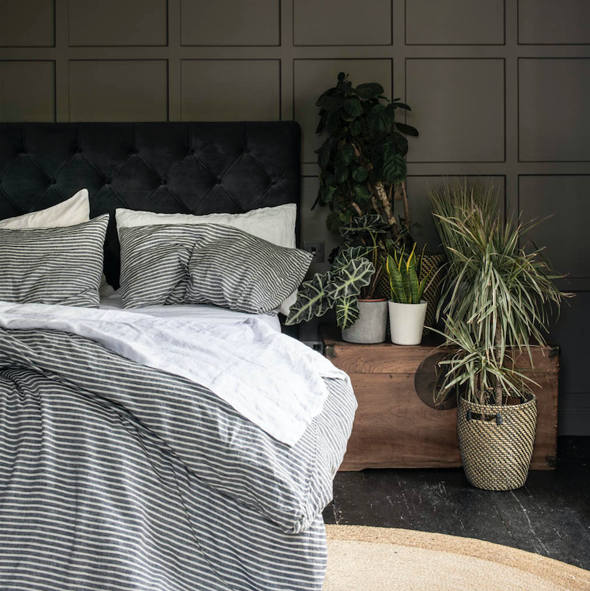 Midnight Stripe Linen Duvet Cover