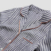 Women's Midnight Stripe Linen Pyjama Shirt Collar Detail