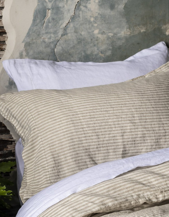 Oatmeal Stripe Linen Pillowcases