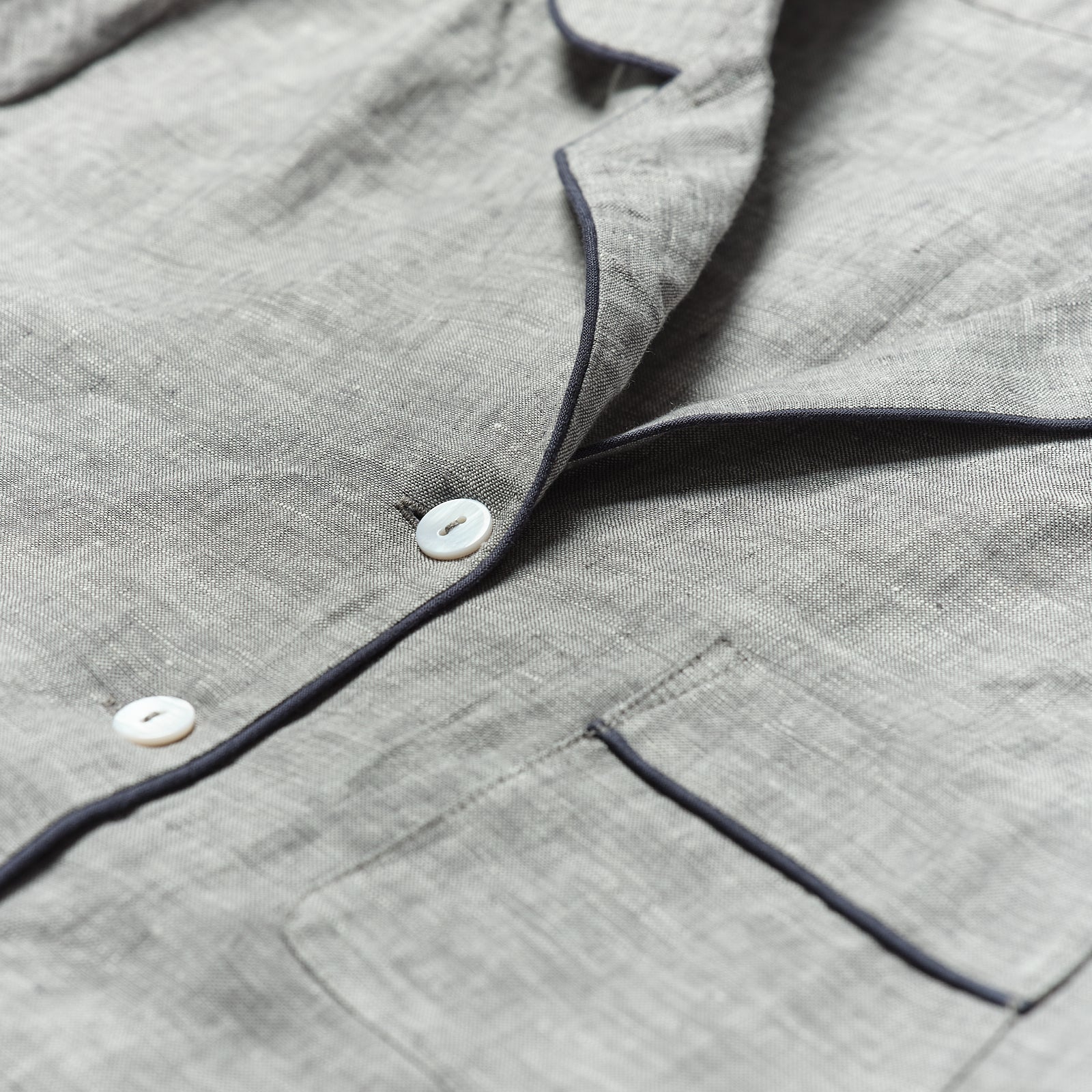 Women's Grey Linen Pyjama Shirt Buttons Detail