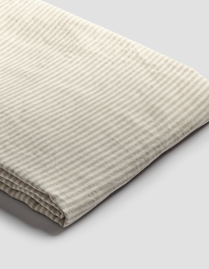 Oatmeal Stripe Linen Flat Sheet