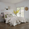 Parchment Washed Cotton Percale Bedding with Cafe Au Lait Gingham and Pear Cotton Pillowcases