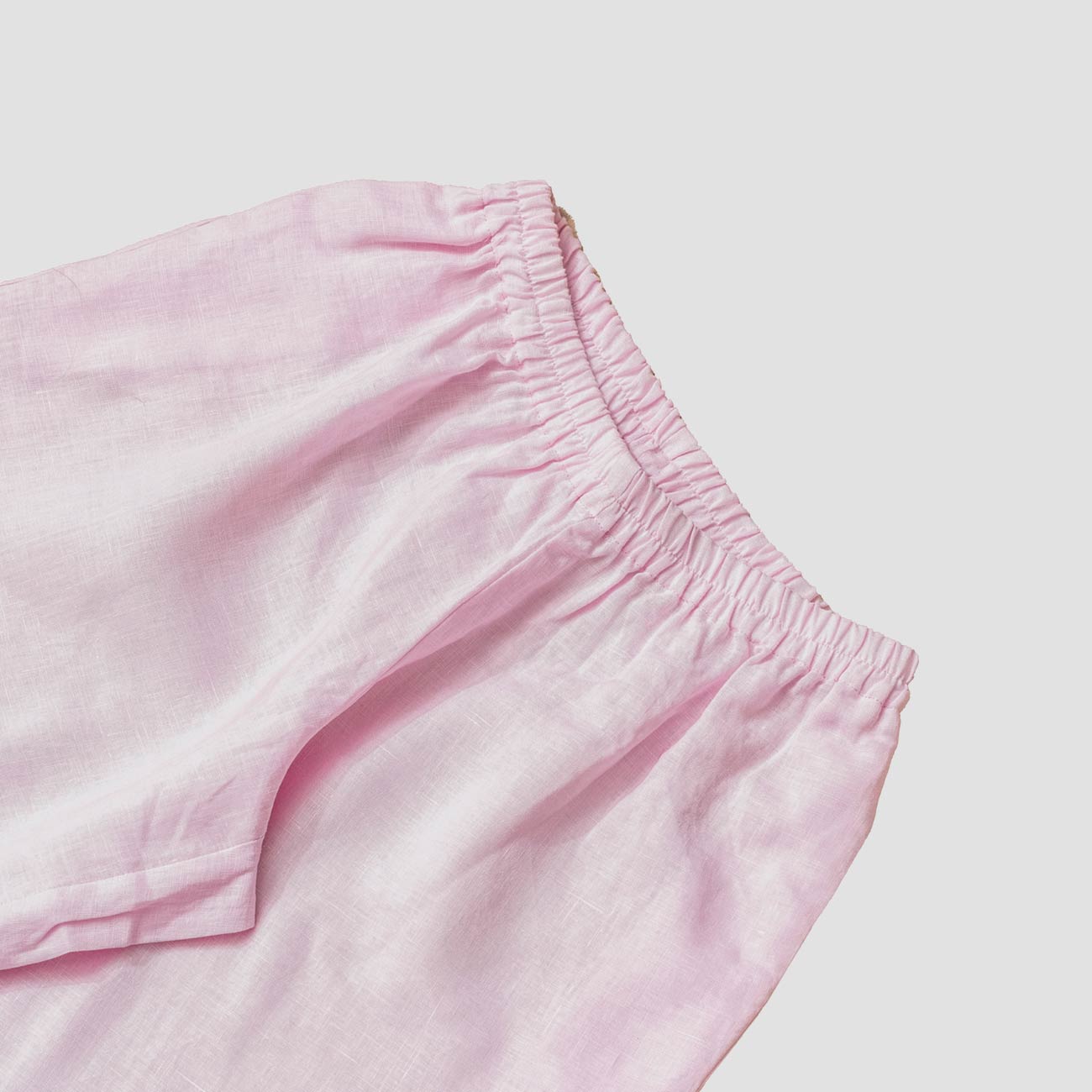 Women's Blush Pink Linen Pyjama Trousers Waistband Detail