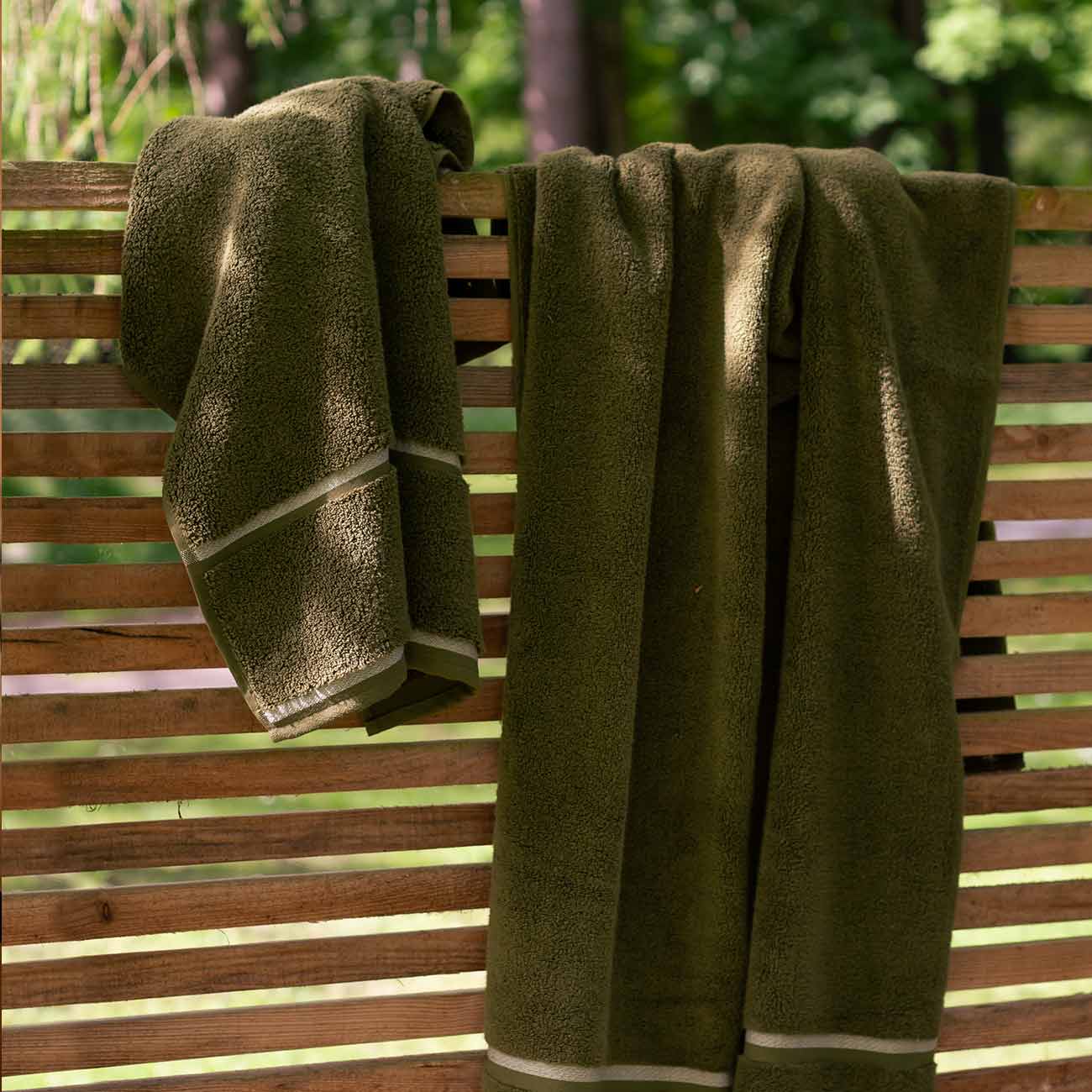 Botanical Green Cotton Towels