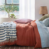 Warm Blue Checked Stripe Wool Blanket - Piglet in Bed