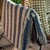 Warm Blue Checked Stripe Wool Blanket - Piglet in Bed
