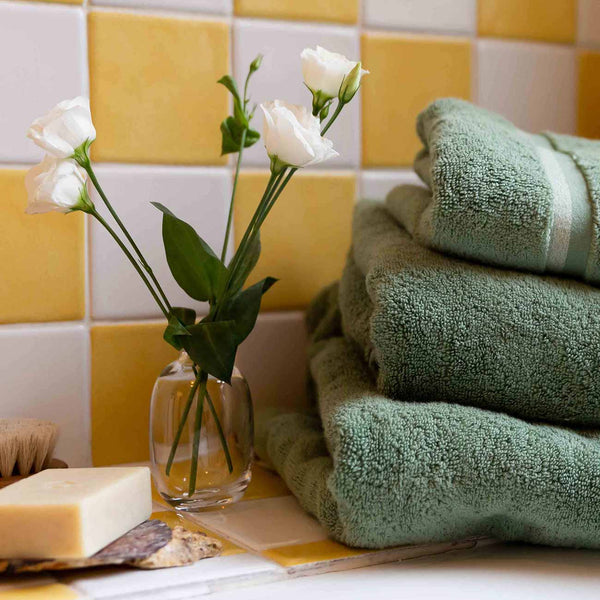 Meadow Green Towels and Oatmeal Soap