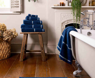 Moonlit Blue Cotton Towels and Bath Mat