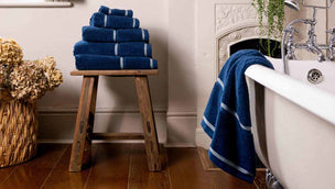Moonlit Blue Cotton Towels and Bath Mat