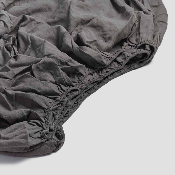 Charcoal Grey Linen Fitted Sheet