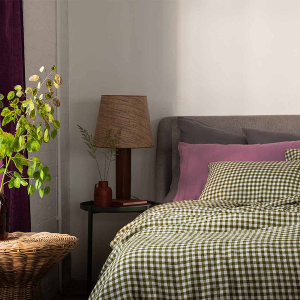 Botanical Green Gingham Linen Bedtime Bundle