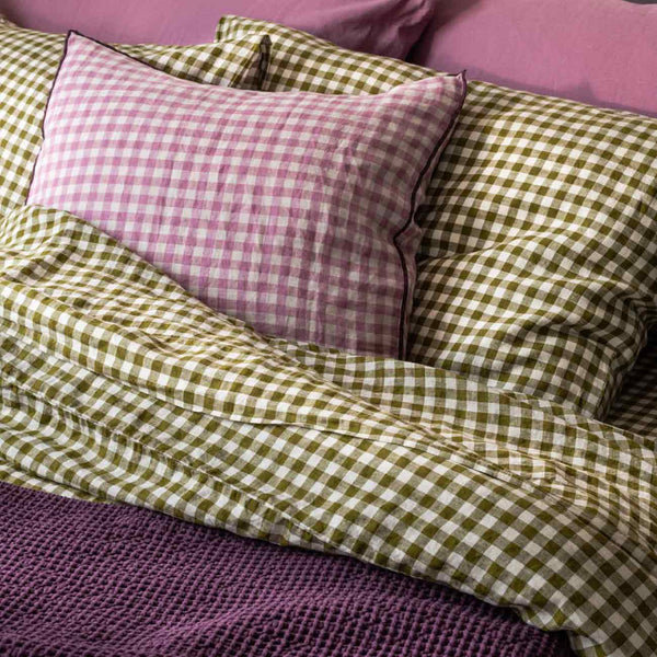 Botanical Green Gingham Linen Bedtime Bundle