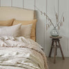 Mushroom Gingham and Sandstone Linen Bedding