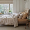 Mushroom Gingham and Sandstone Linen Bedding