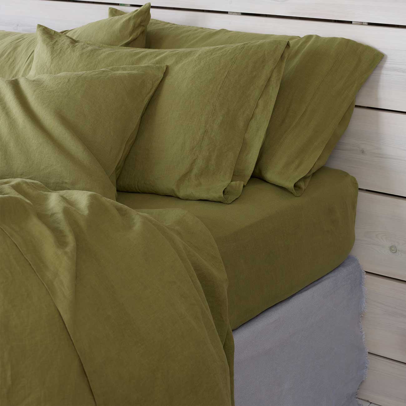 Botanical Green Linen Bedding