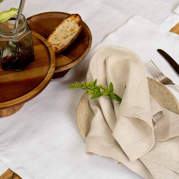 White Linen Placemat Set - Piglet in Bed
