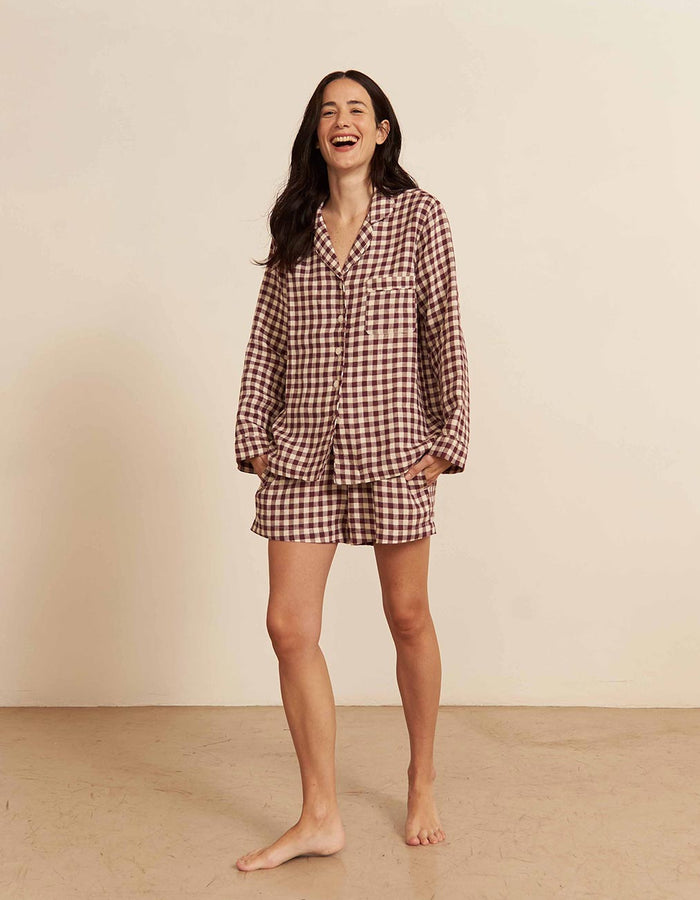 Berry Gingham Pyjama Shorts Set