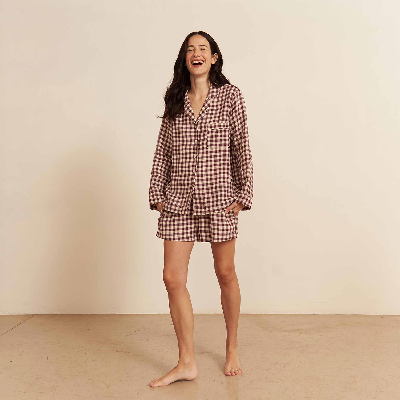 Berry Gingham Pyjama Shorts Set