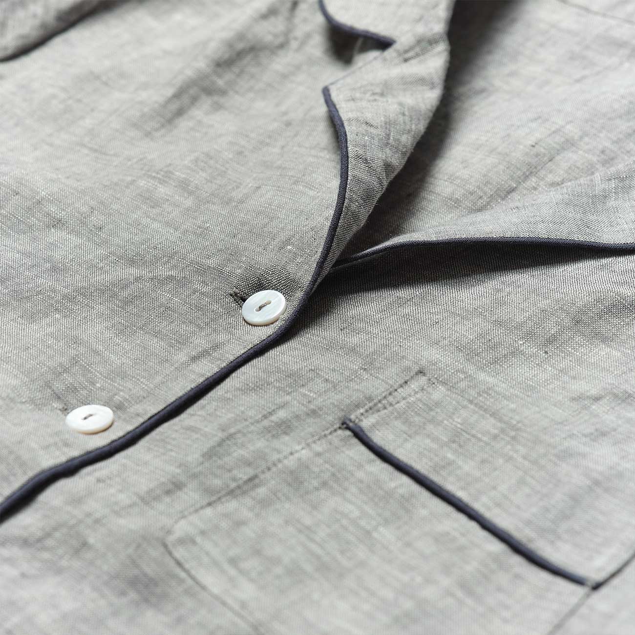 Grey Linen Pyjama Shorts Set