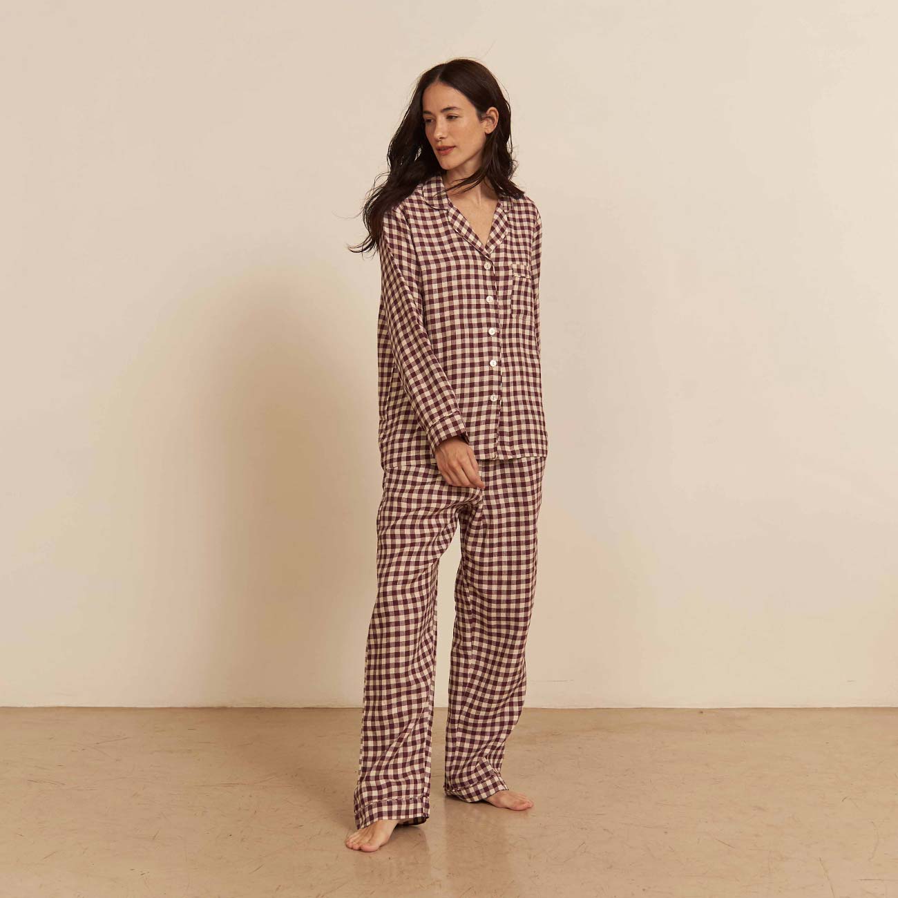 Berry Gingham Pyjama Trouser Set