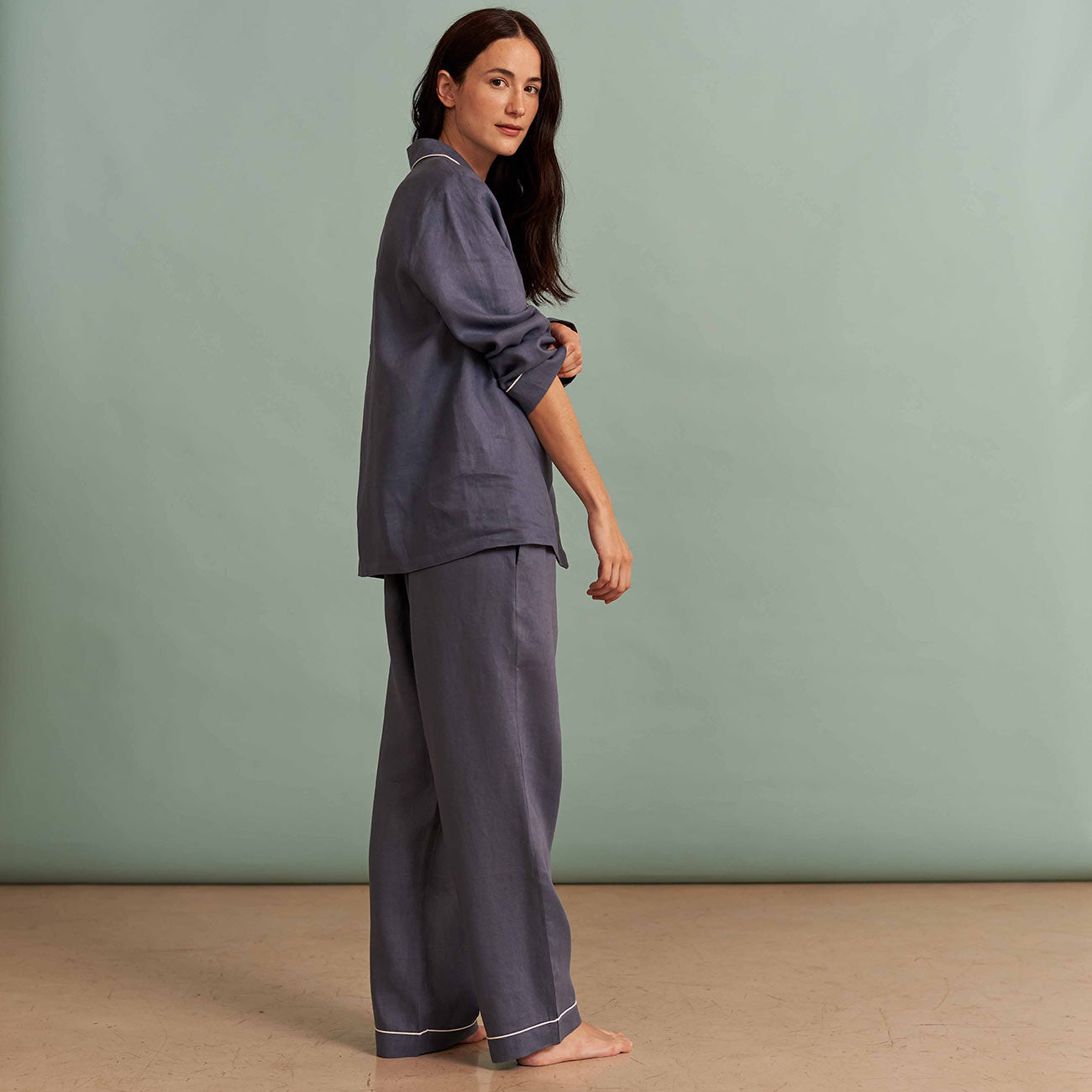 Women's Blueberry Linen Pyjama Trousers