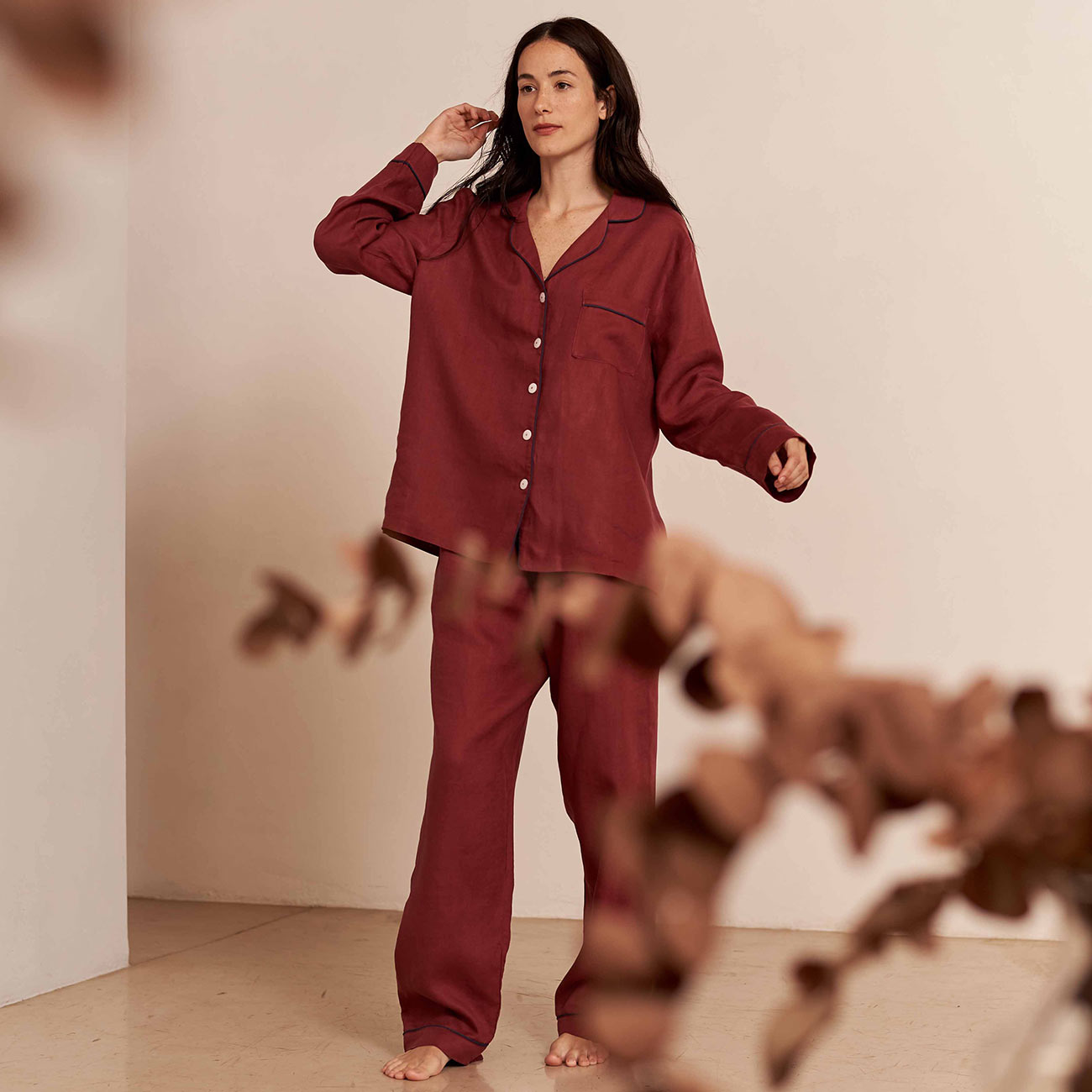 Cherry Linen Pyjamas