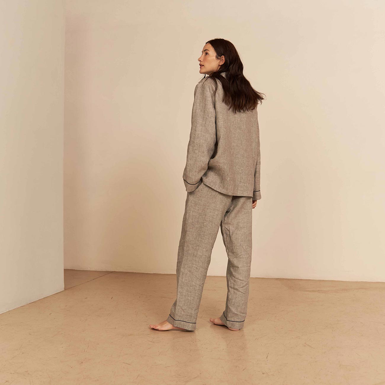 Grey Linen Pyjama Trouser Set