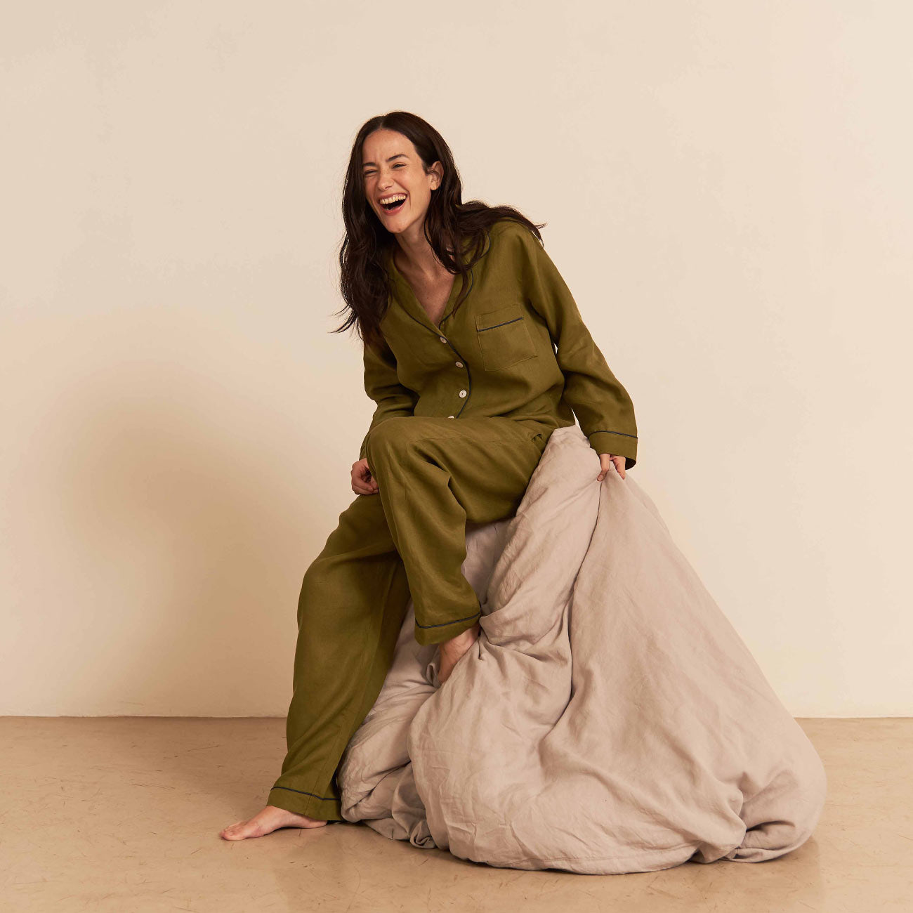 Women's Moss Linen Pyjama Trouser Set