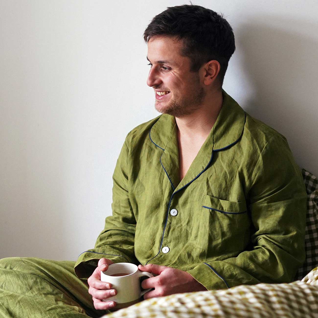 Men's Moss Linen Pyjama Trouser Set