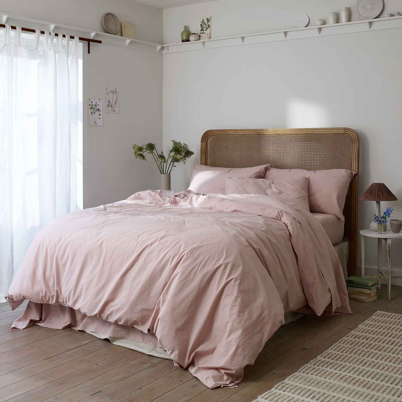 French Rose Washed Cotton Percale Bedding