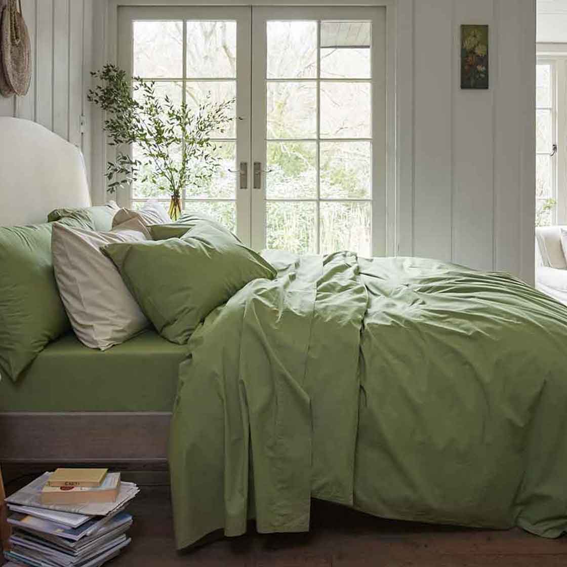 Pear Washed Cotton Percale Flat Sheet