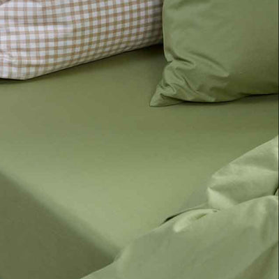 Pear Washed Cotton Percale Fitted Sheet