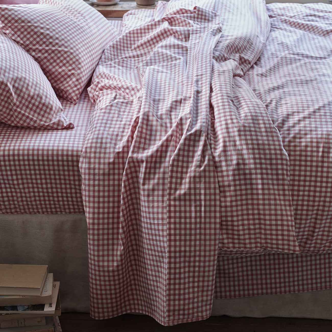 Red Dune Small Gingham Cotton Bedding
