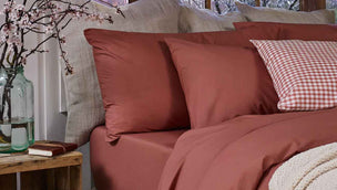 Red Dune Washed Cotton Percale and Red Dune Gingham Bedding