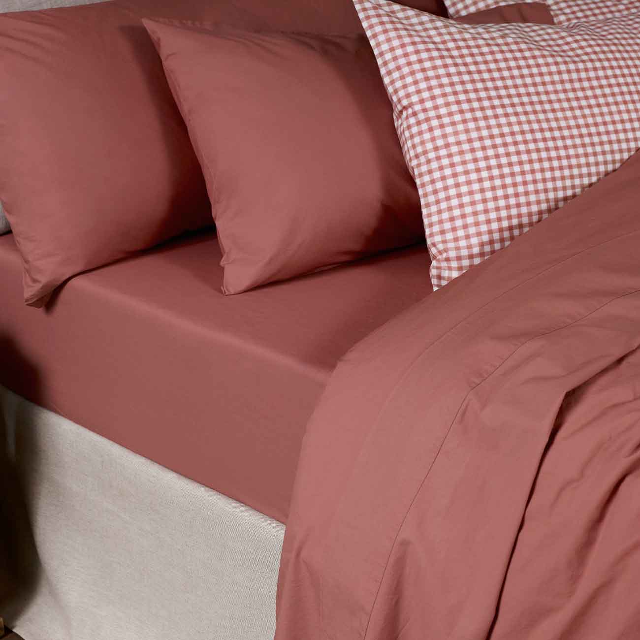 Red Dune Washed Cotton Percale Fitted Sheet